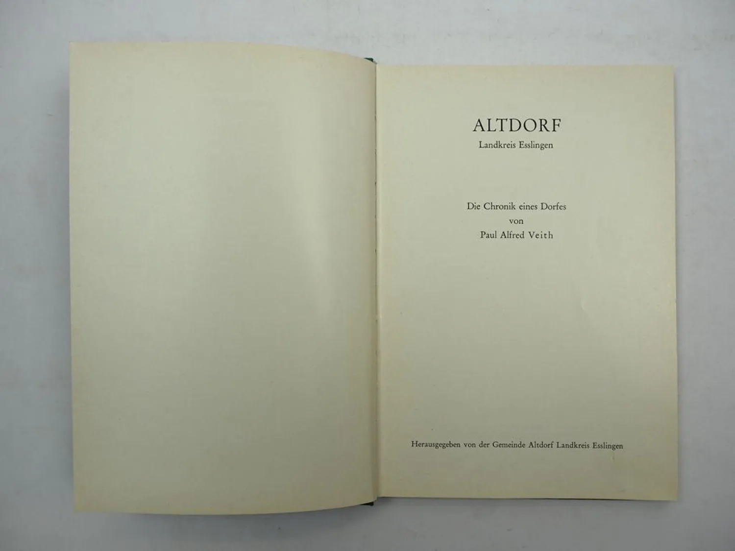 Altdorf Chronik eines Dorfes 1975 P. Veith Baden-Württemberg Landkreis Esslingen