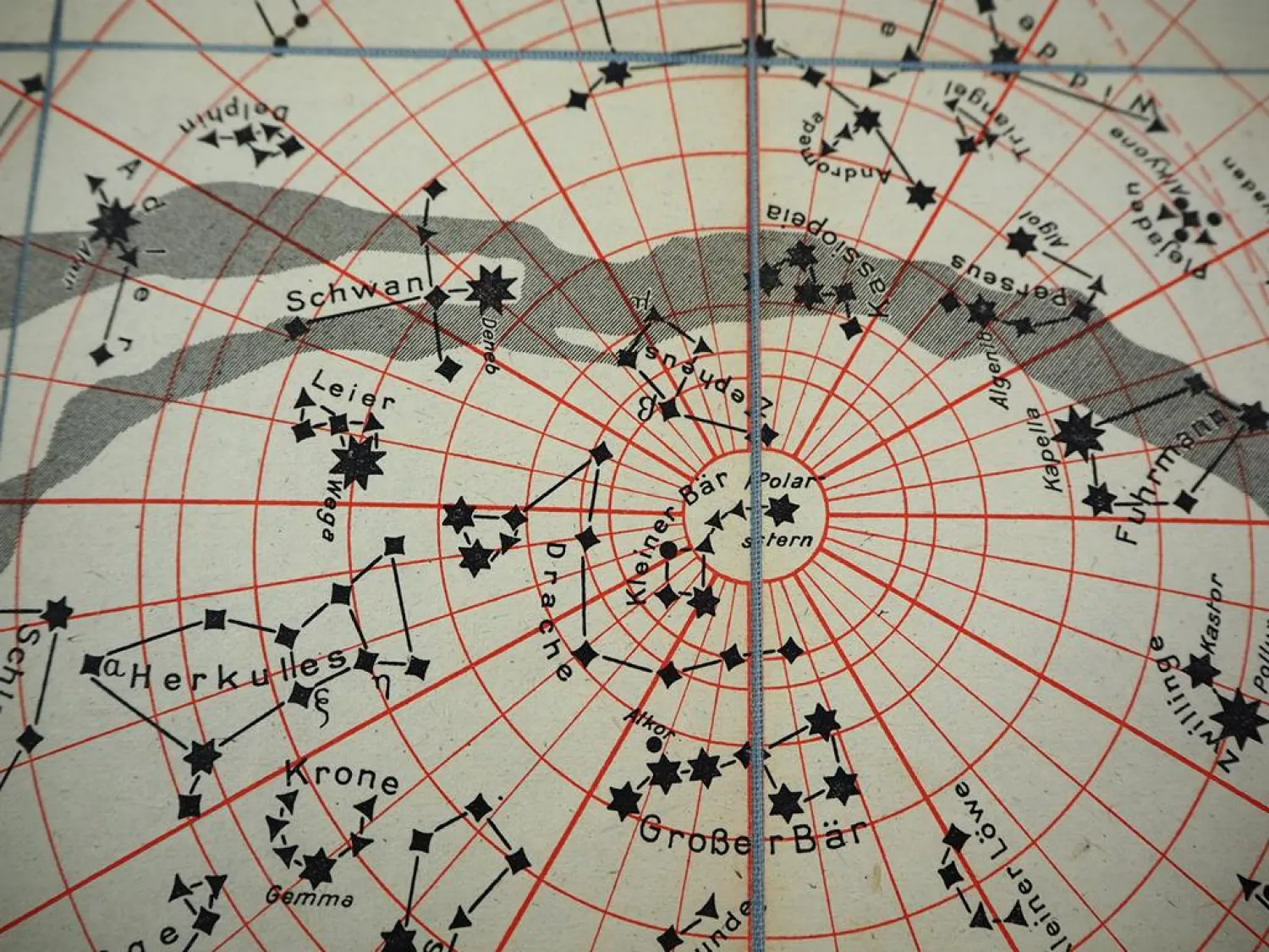 Alte Sternenkarte Der nördliche Sternenhimmel entworfen von Wilhelm Weber