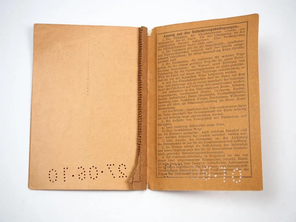 alter Fahrschein Magdeburg Hauptbahnhof Juist und zurück 1910