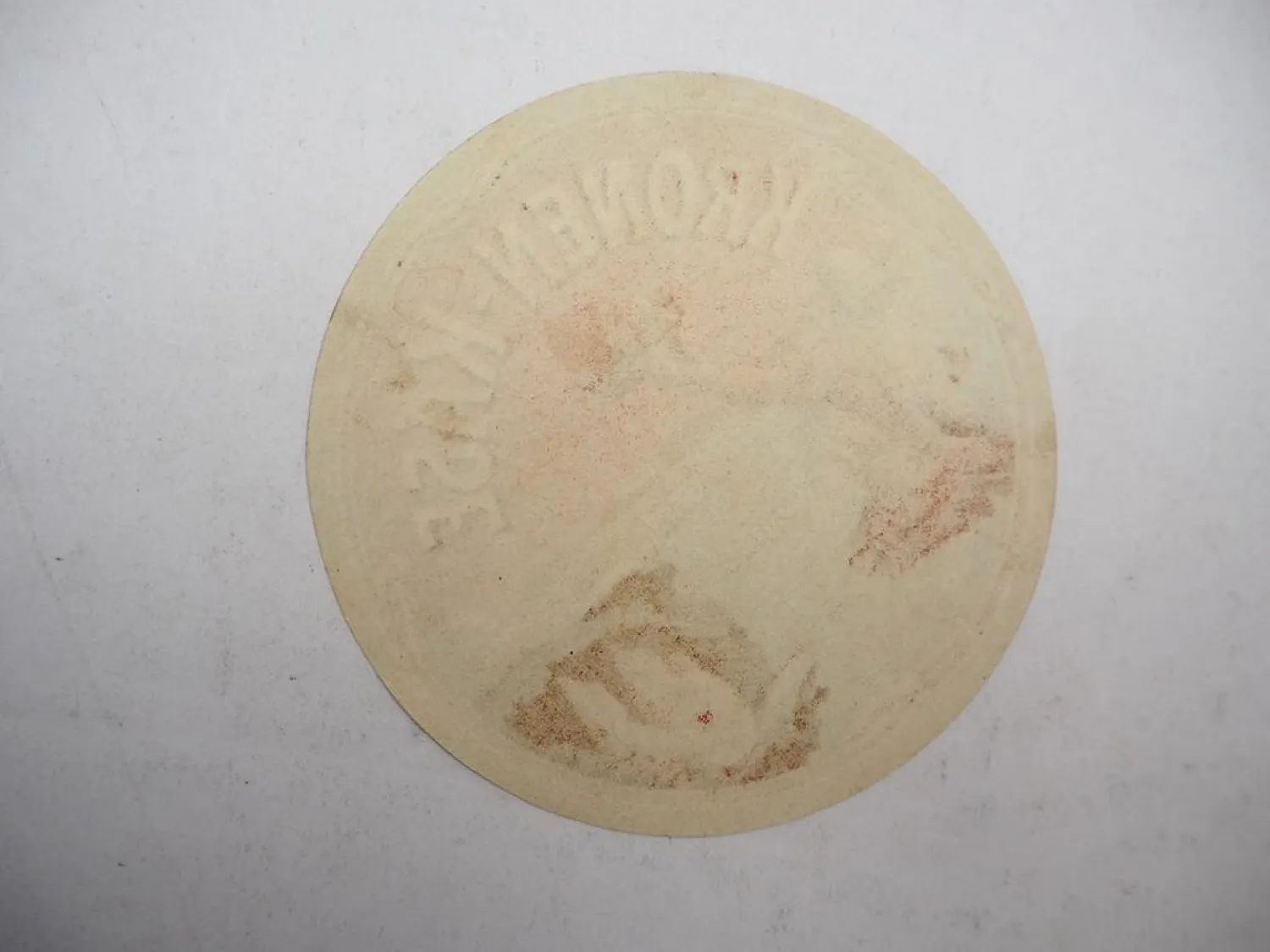 Altes Etikett Kronen-Käse Der König der Käse Motiv Neptun Zwerge ca. 1900/10