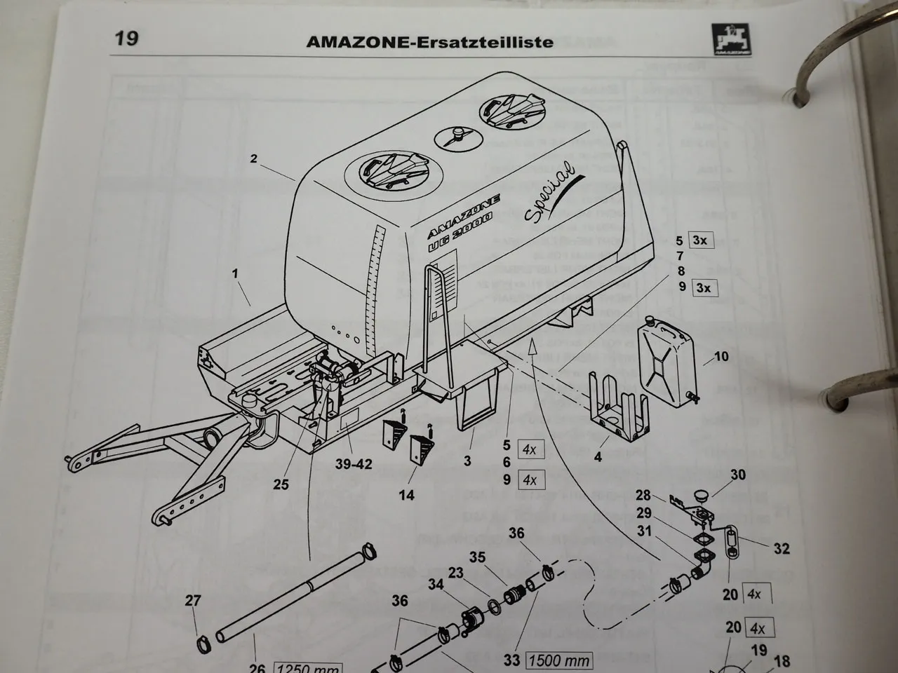 Amazone UF UG US Anbauspritze Ersatzteilliste Ersatzteilkatalog 2004