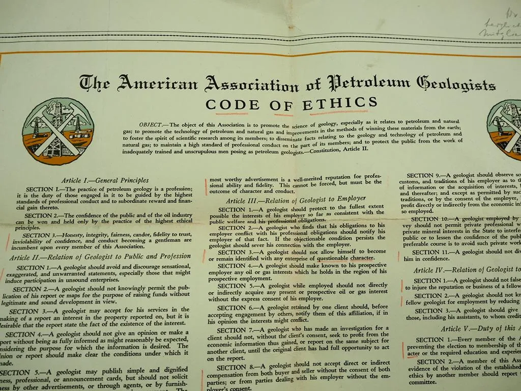 American Association of Petroleum Geologists Code of Ethics 1931