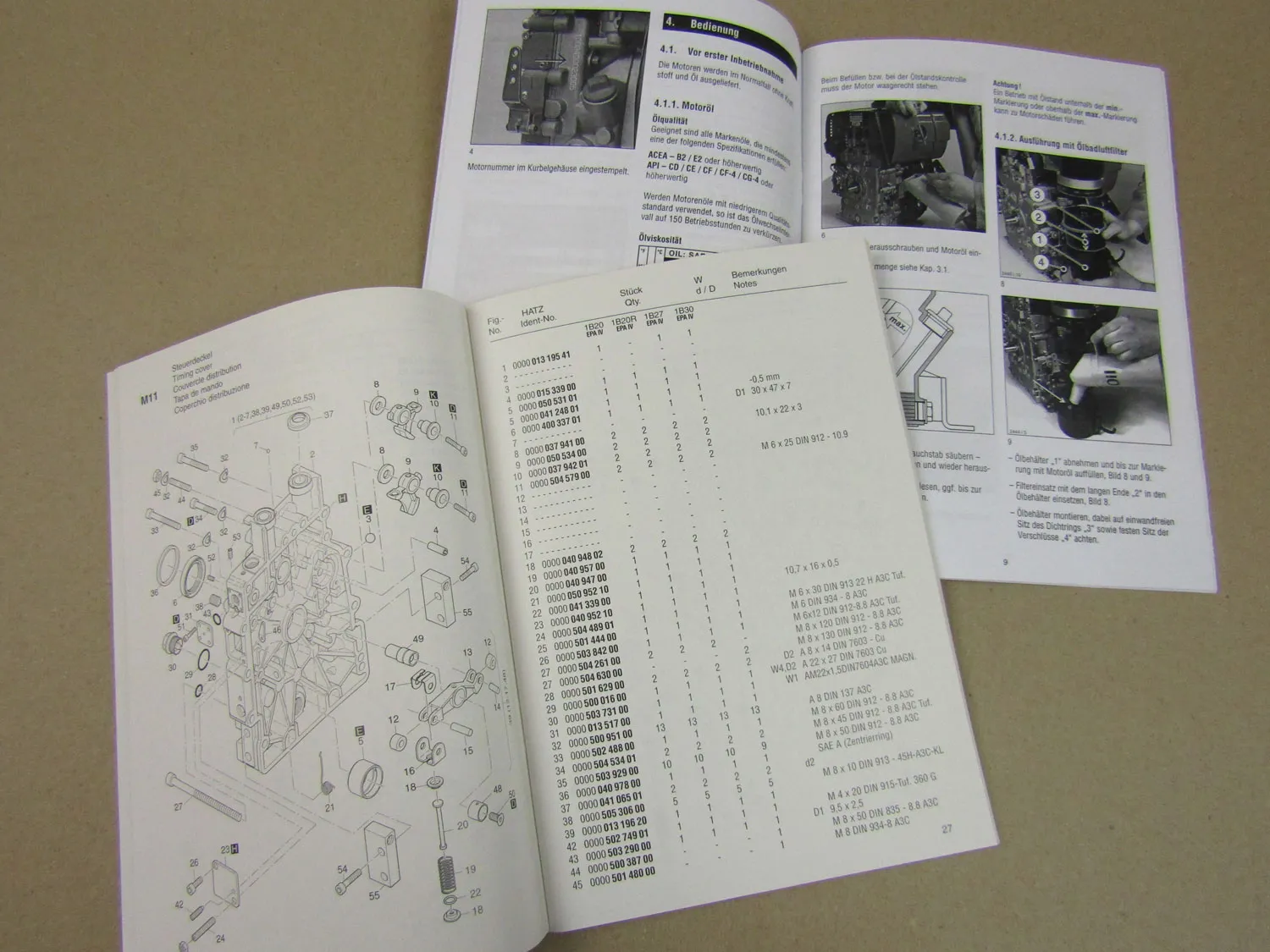 Ammann APR 2220 2620 3020 3520 u Hatz Bedienungsanleitung + Ersatzteilliste Moto