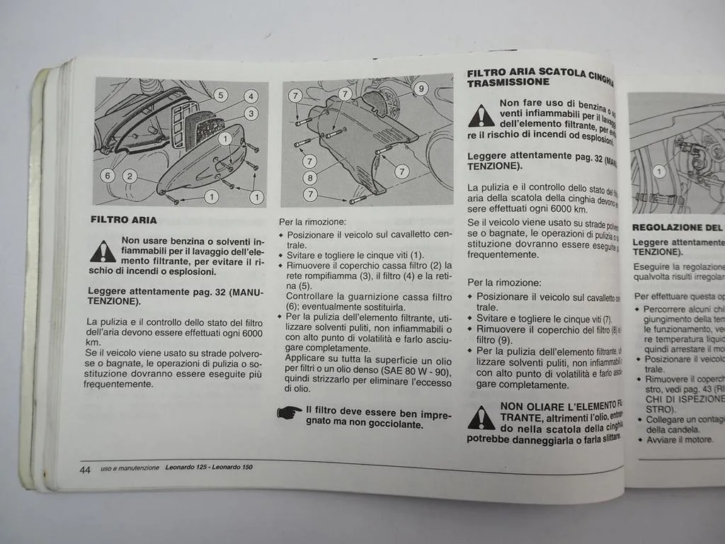 Aprilia Leonardo 125 150 Betriebsanleitung Uso manutenzione 1997