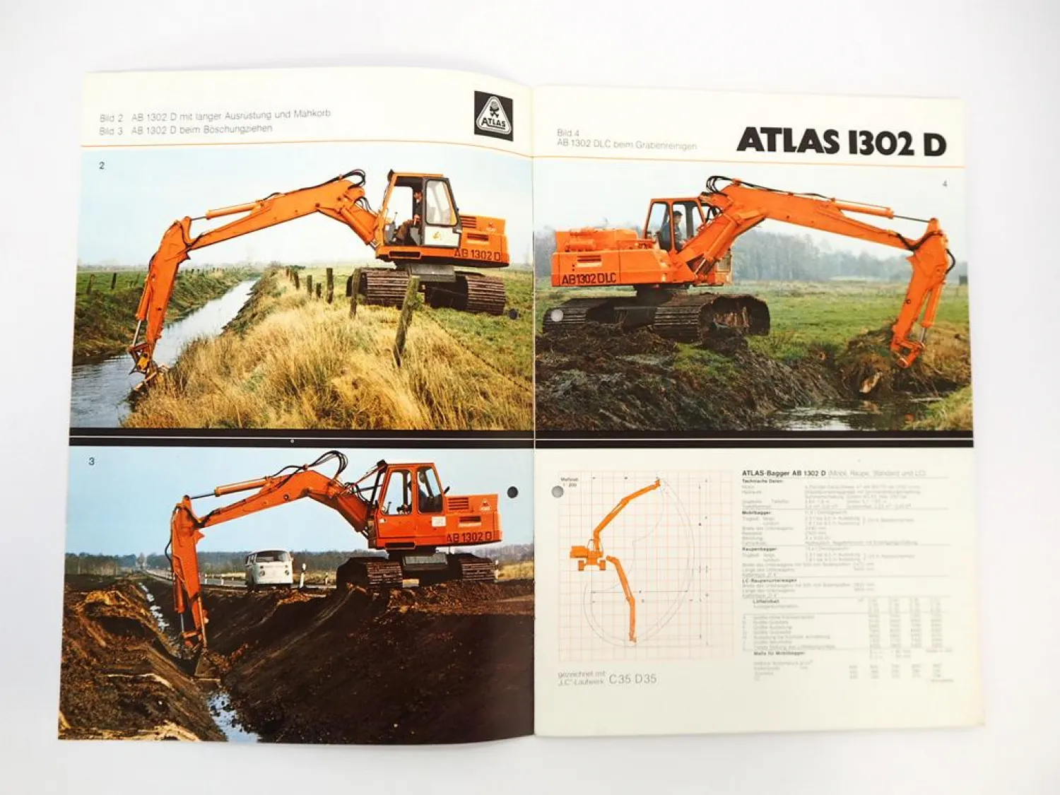 Atlas 1202 1302 1602 1702 1902 D Bagger Grabenbau Prospekt 1979