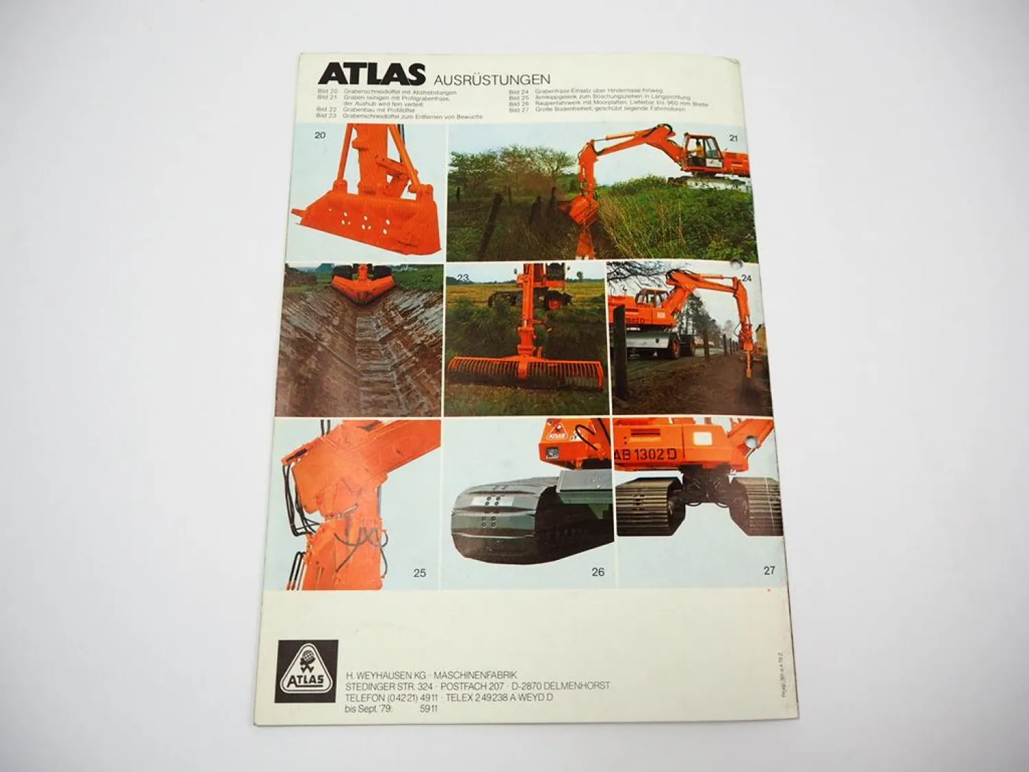 Atlas 1202 1302 1602 1702 1902 D Bagger Grabenbau Prospekt 1979