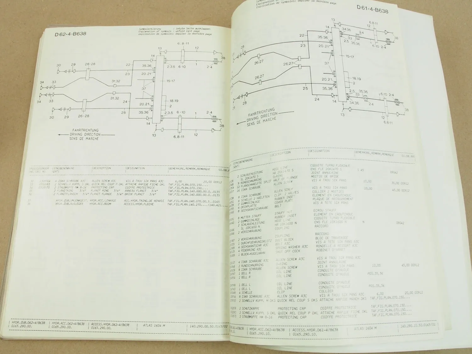 Atlas 1604M Mobilbagger Ersatzteilliste Parts List Pieces Rechange 1988