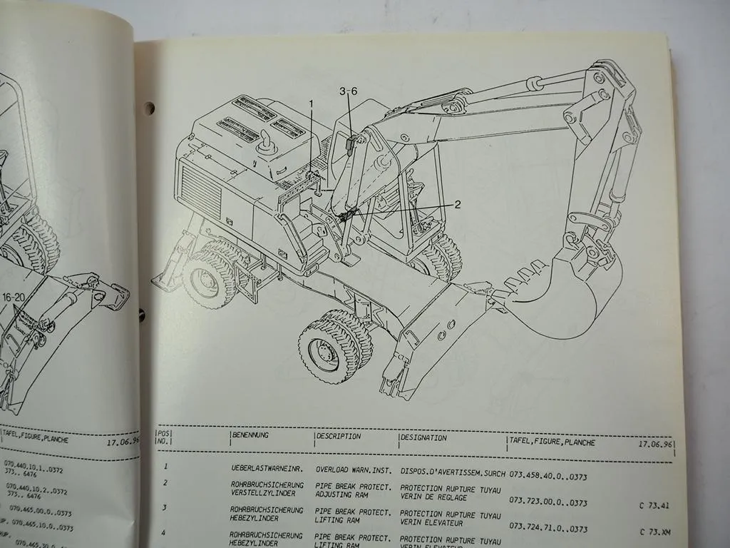 Atlas 1704M Serie 373 Mobilbagger Ersatzteilliste Spare Parts List 1996