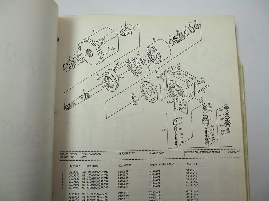 Atlas 1704R Serie 372 Raupenbagger Ersatzteilliste Spare Parts List 1994
