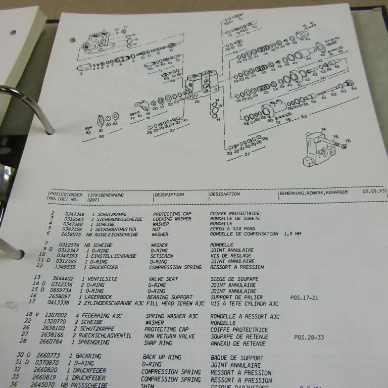 Atlas 220.1 255.1 Ersatzteilliste Parts List Pieces Rechange Hydraulikplan 1993