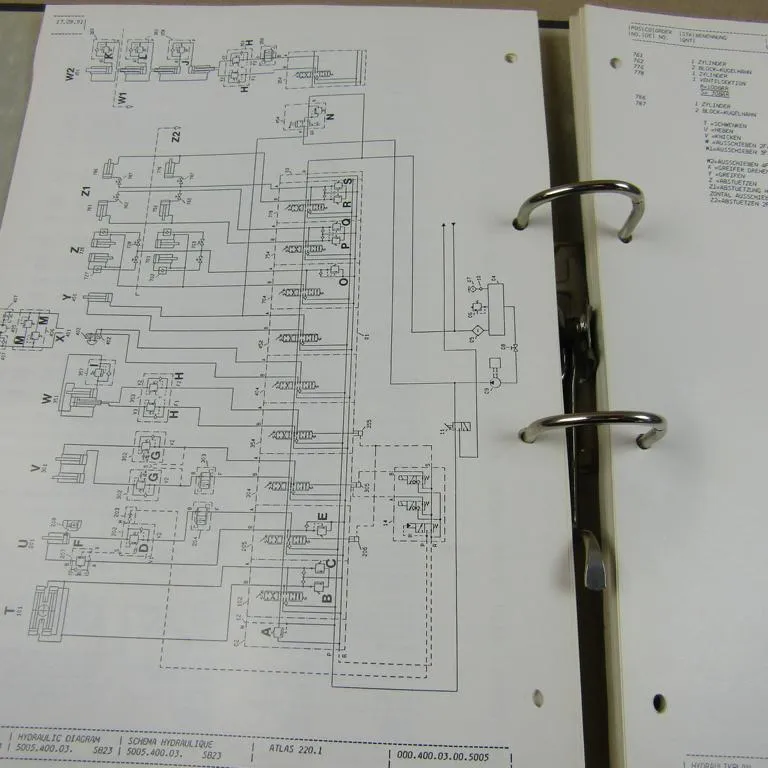 Atlas 220.1 255.1 Ersatzteilliste Parts List Pieces Rechange Hydraulikplan 1993