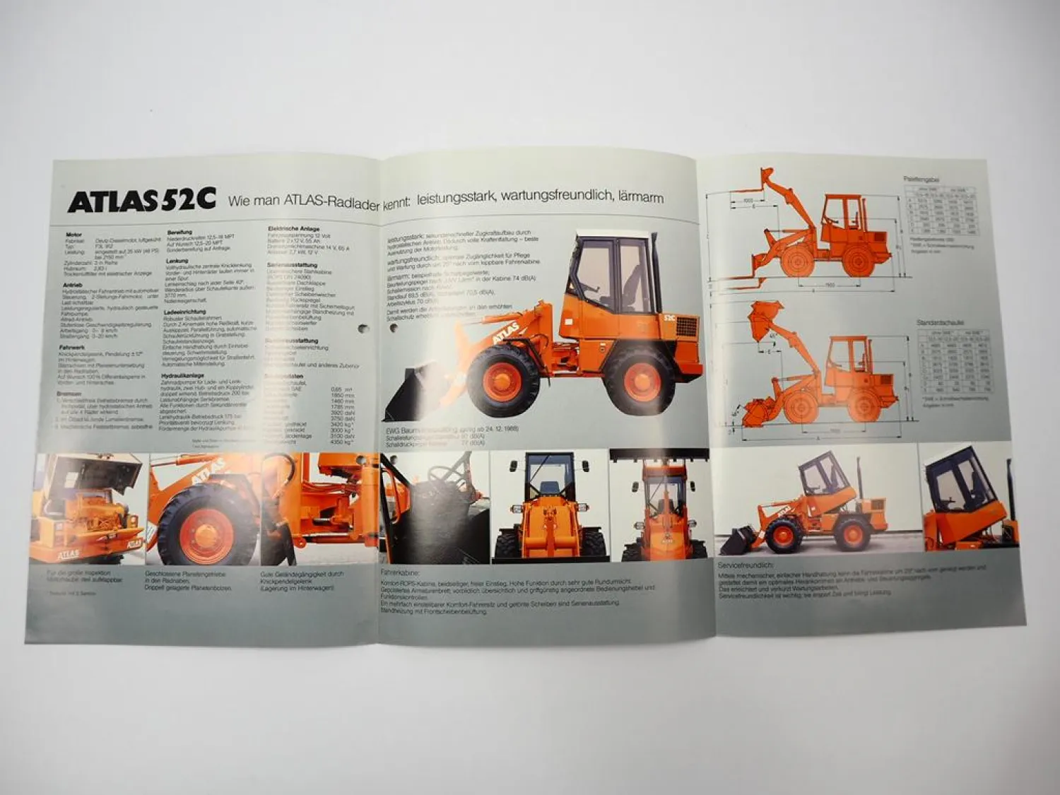 Atlas 52C Radlader Prospekt mit technischen Daten 1988