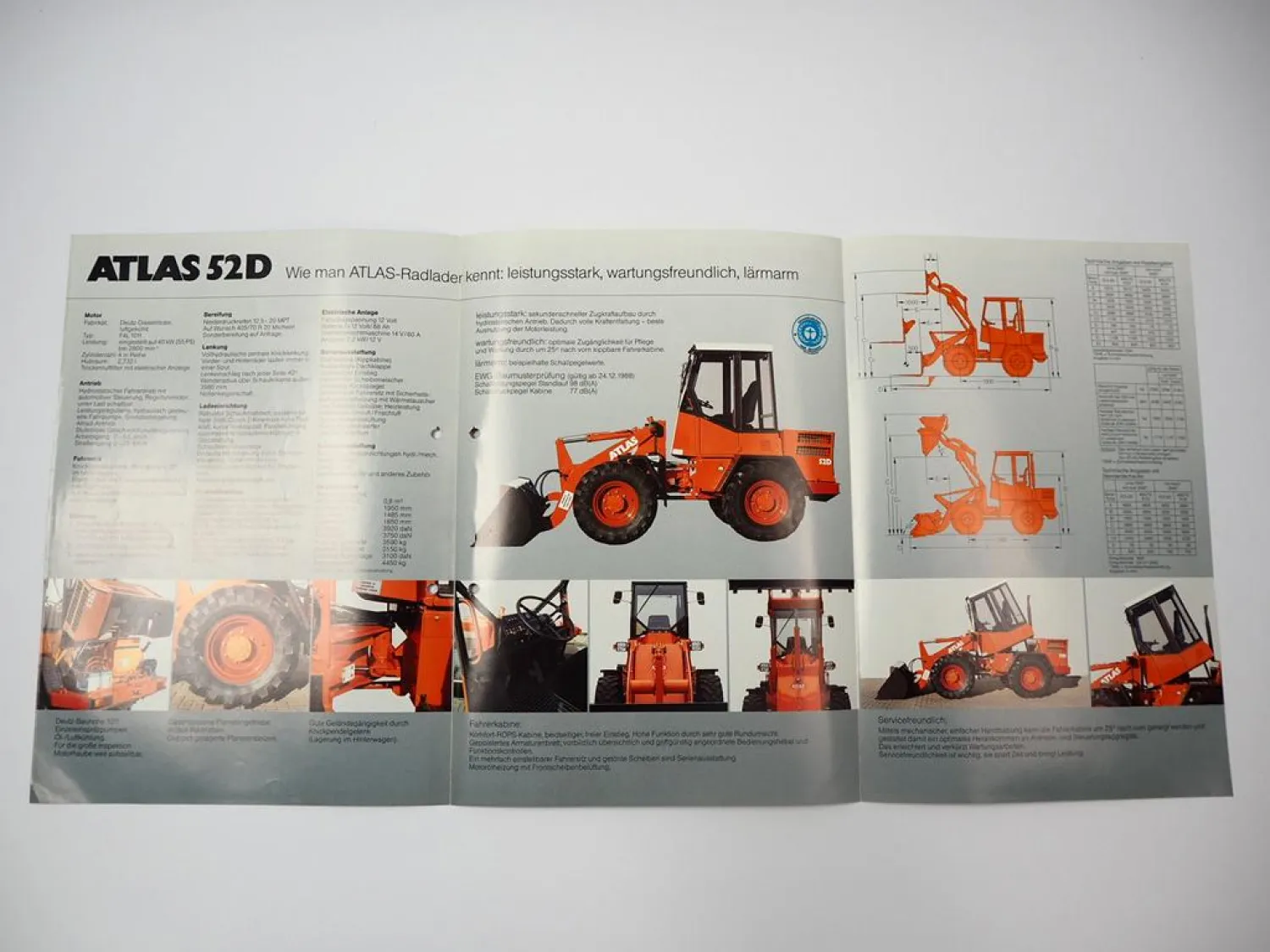 Atlas 52D Radlader Prospekt mit technischen Daten 1991