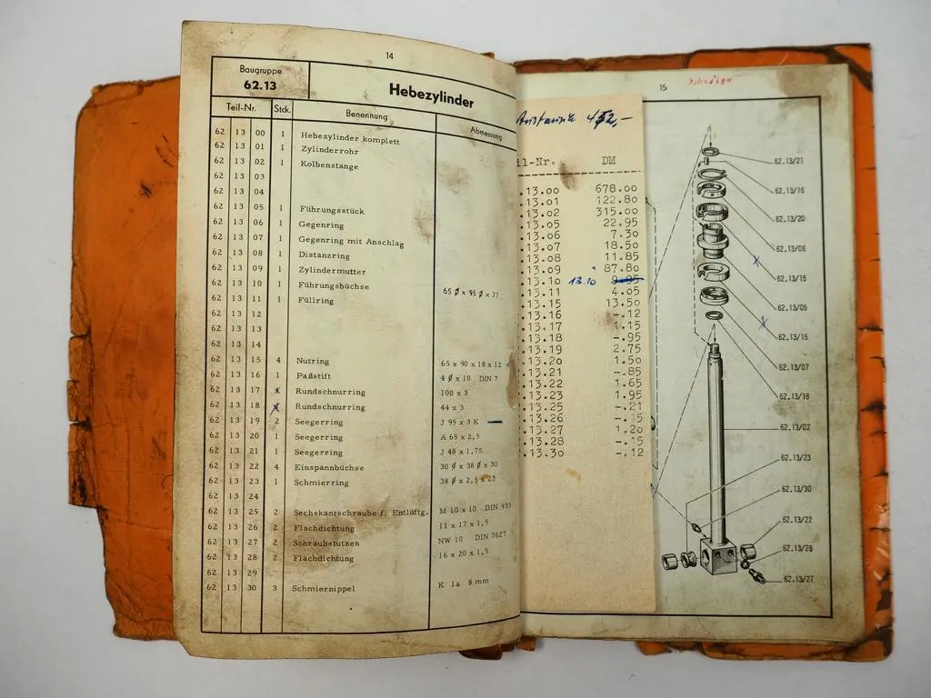 Atlas 602 Hydraulik Lader Bagger Ersatzteilliste 1959 Preisliste