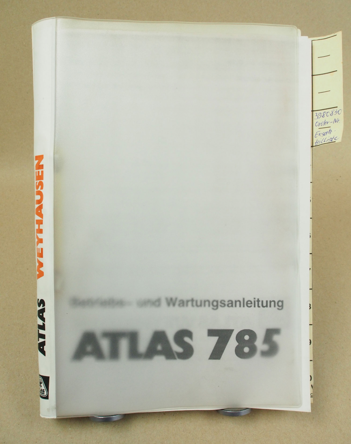 Atlas 785 Kompaktlader Betriebsanleitung und ERsatzteilliste in engl ...