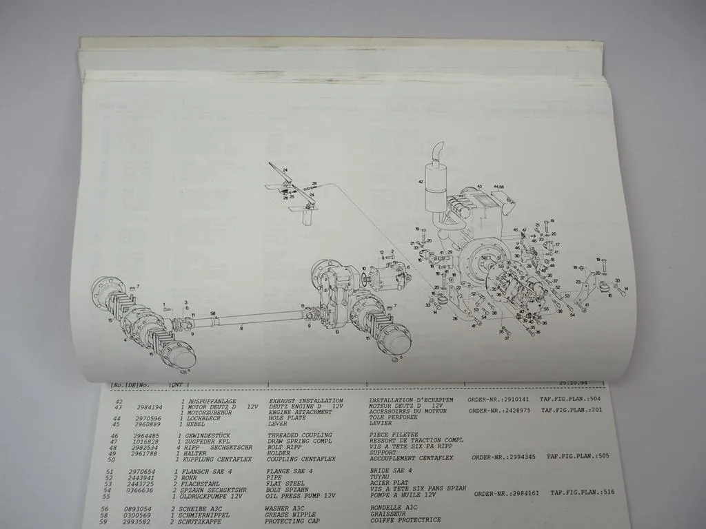 Atlas 82E Radlader Ersatzteilliste Spare Parts List Pieces de Rechange 1994