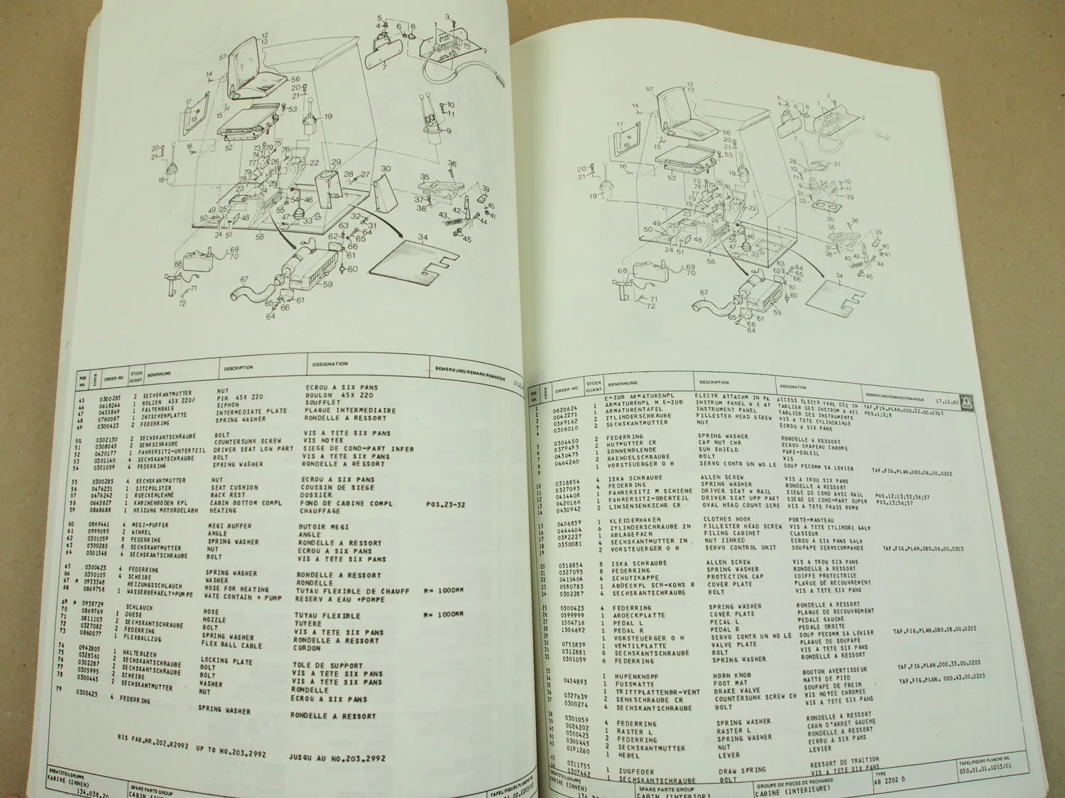 Atlas AB2202D Kettenbagger Ersatzteilliste Parts List Pieces Rechange 12/1980