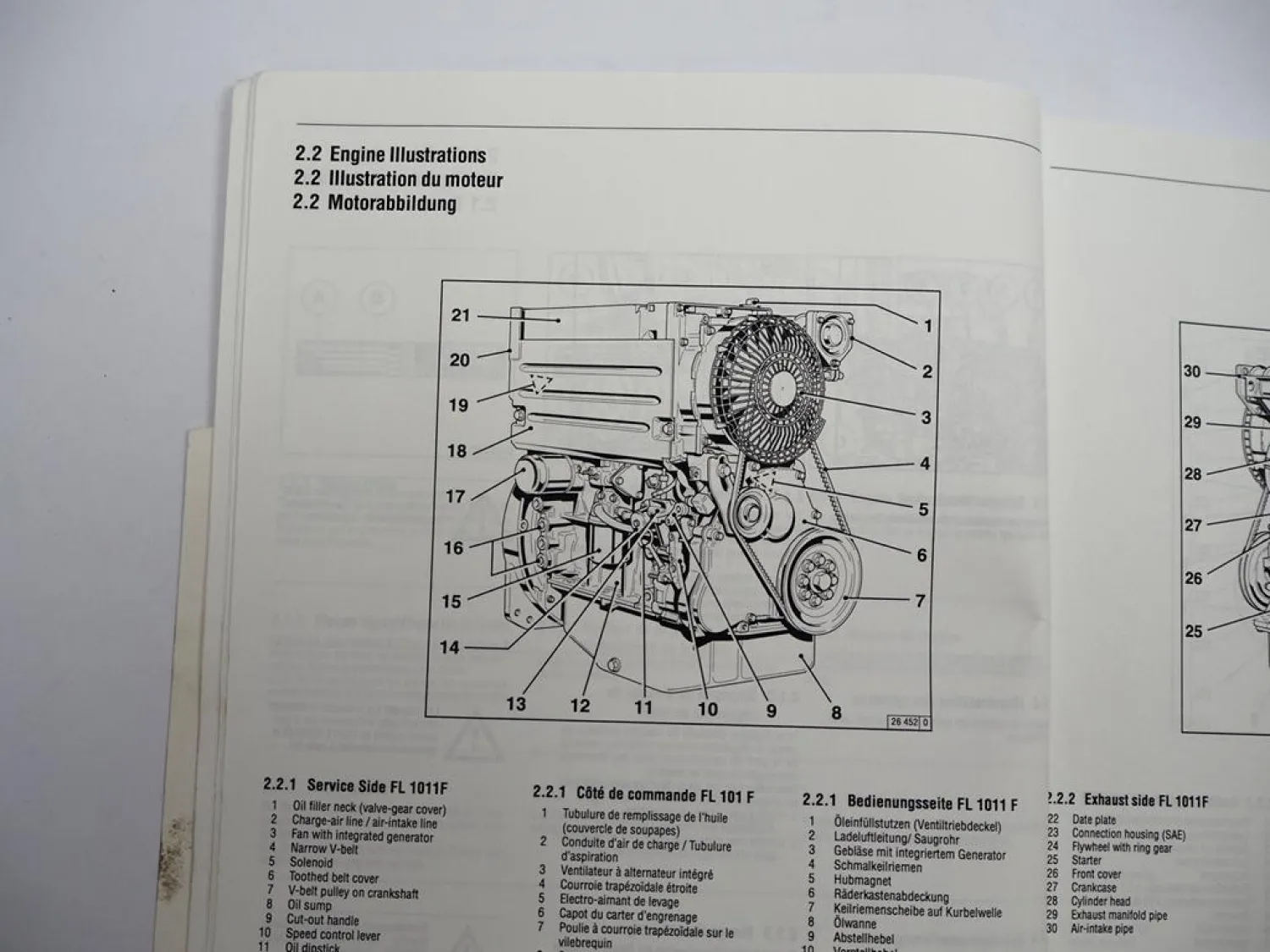 Atlas Copco Deutz B/FL B/FM 1011F Motor Betriebsanleitung Operation Manual 1995