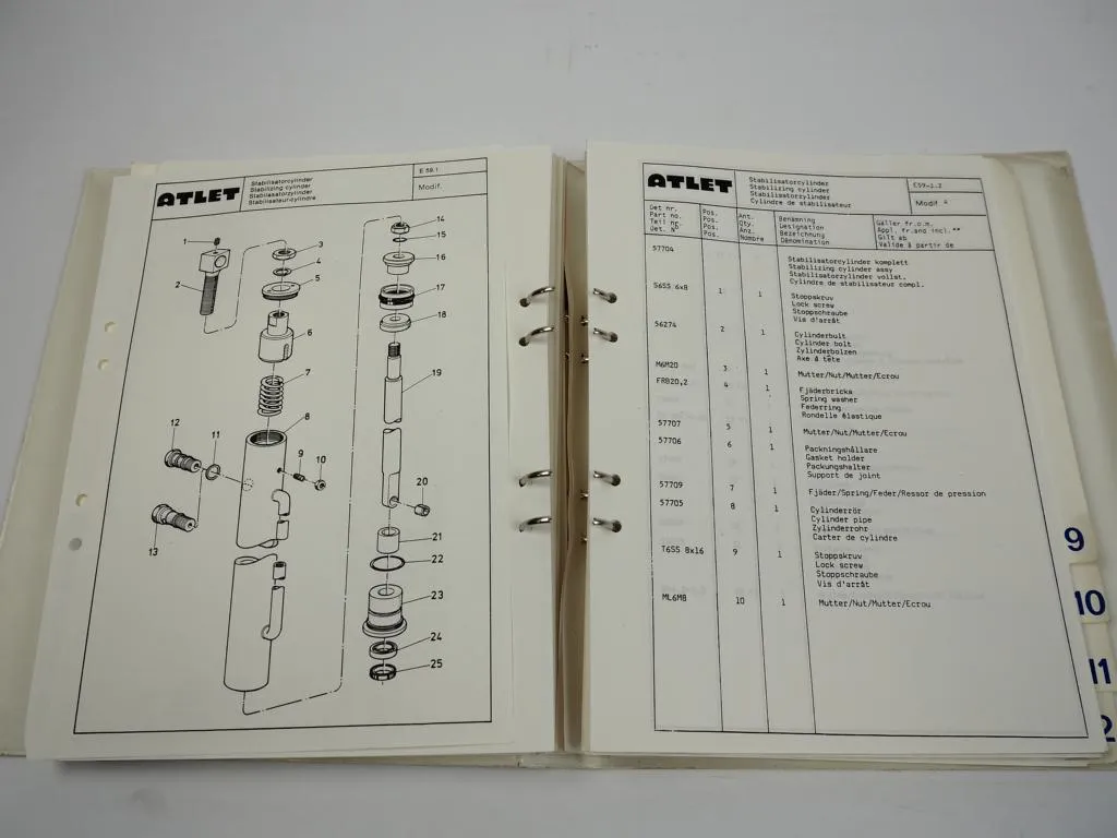 Atlet 100 ST 345 AJN Fahrstapler Wartung Pflege Anweisung Ersatzteilkatalog