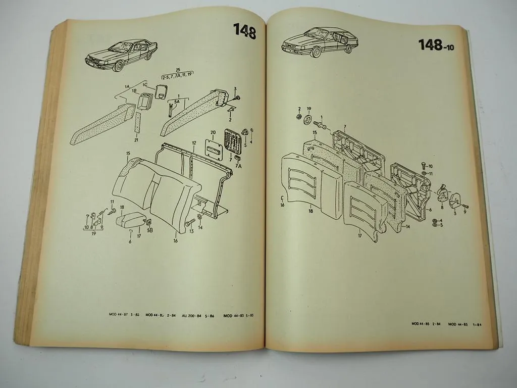 Audi 100 / Avant C3 Typ 44 1987 - 88 Ersatzteilliste Bildkatalog Parts List 1989