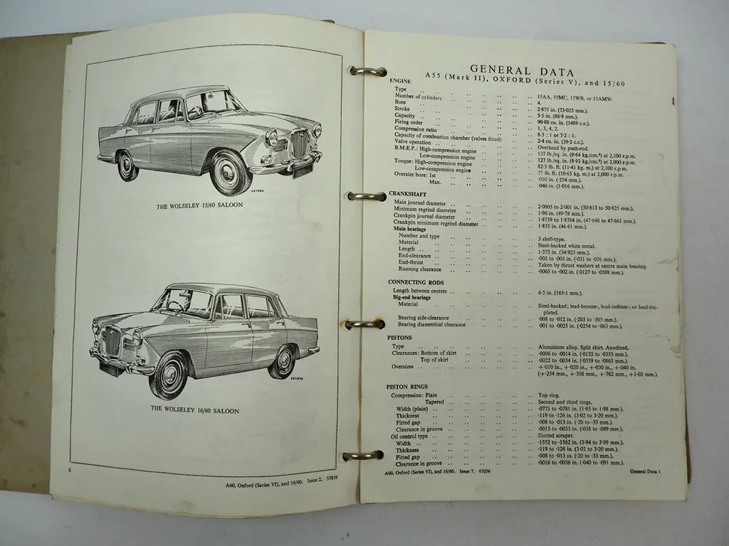 Austin A55 Mark II A60 Cambridge Morris Oxford Wolseley 15 16 Workshop Manual