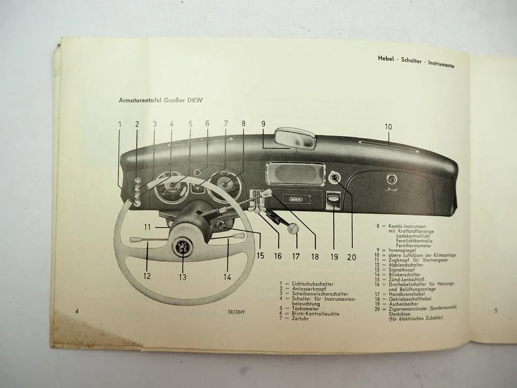 Auto Union 1000 de Luxe Grosser DKW F 93 94 Betriebsanleitung 1963
