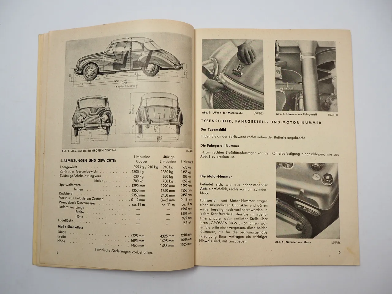 Auto Union DKW 3=6 40 PS 900 ccm Betriebsanleitung 1958