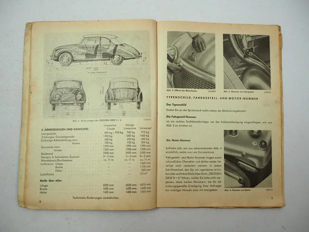 Auto Union DKW 3=6 40 PS 900 ccm Der Grosse Betriebsanleitung 1957