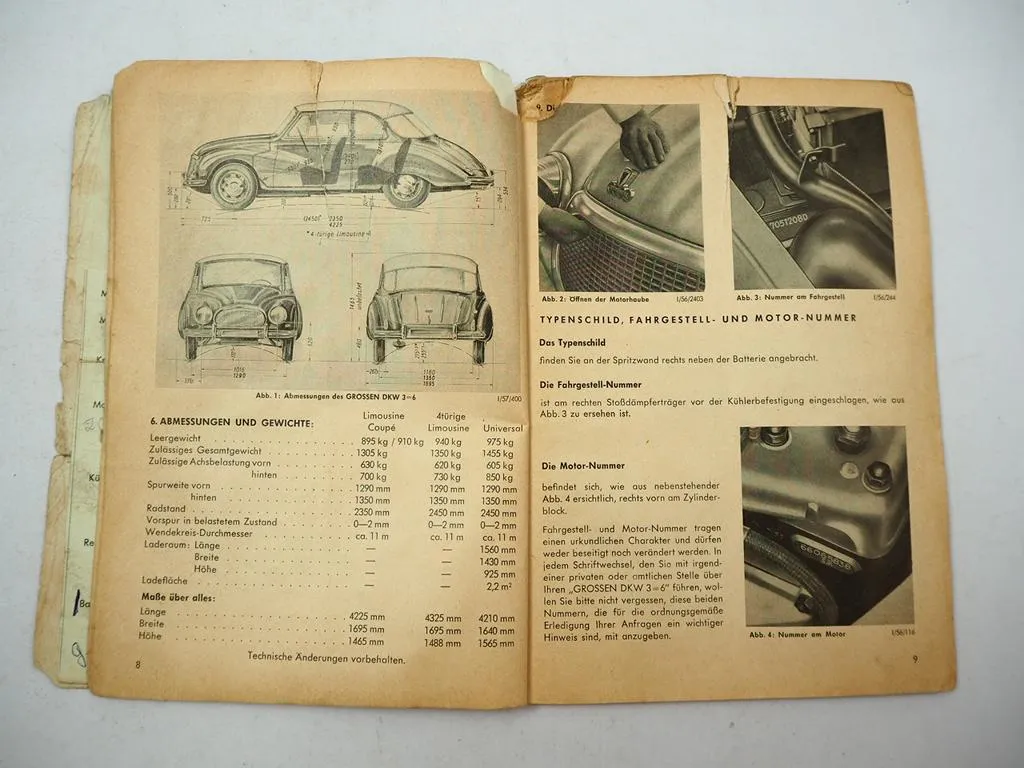 Auto Union DKW 3=6 40 PS 900 ccm Der Grosse Betriebsanleitung 1959