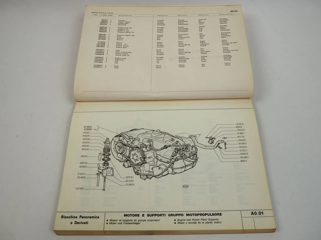 Autobianchi Bianchina furgoncino 264 264E panoramica 120B Ersatzteilkatalog