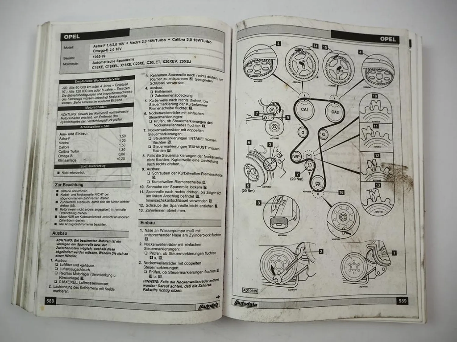 Autodata Zahnriemen Benzin- und Dieselfahrzeuge 1980 - 1999 Werkstatthandbuch