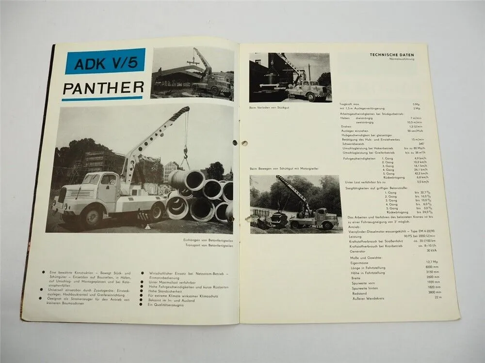 Autodrehkran ADK V5 Panther VEB Hebezeugwerk Sebnitz DDR Prospekt 1965