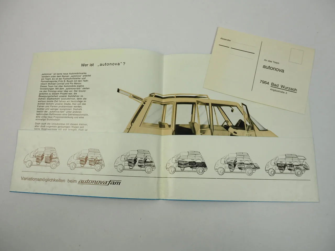 autonova fam Prototyp einer Auto Idee Prospekt 1965 Bad Wurzach