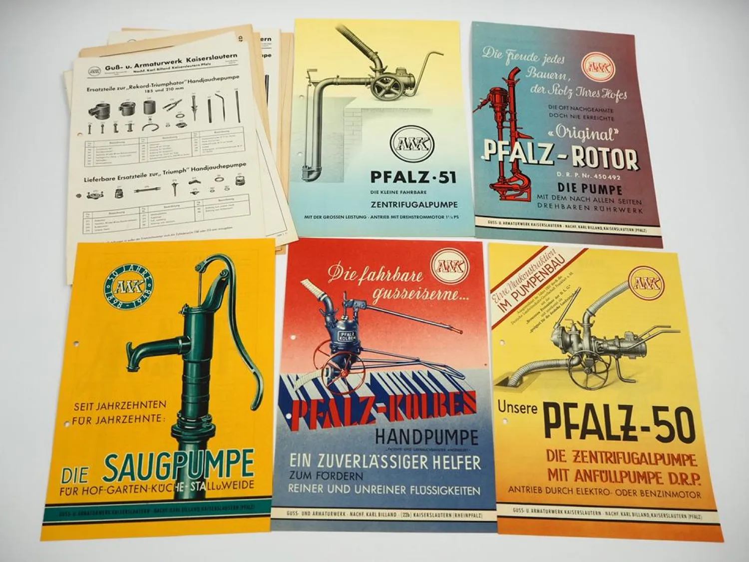 AWK Armaturenwerk Kaiserslautern Pumpen 5x Prospekt Betriebsanleitung ETL 1950er
