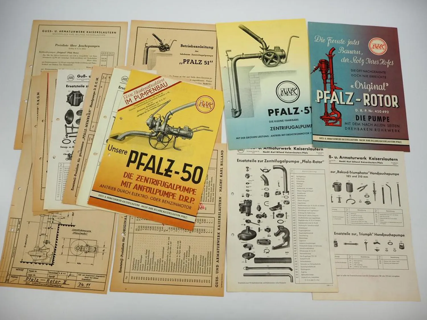 AWK Armaturenwerk Kaiserslautern Pumpen 5x Prospekt Betriebsanleitung ETL 1950er