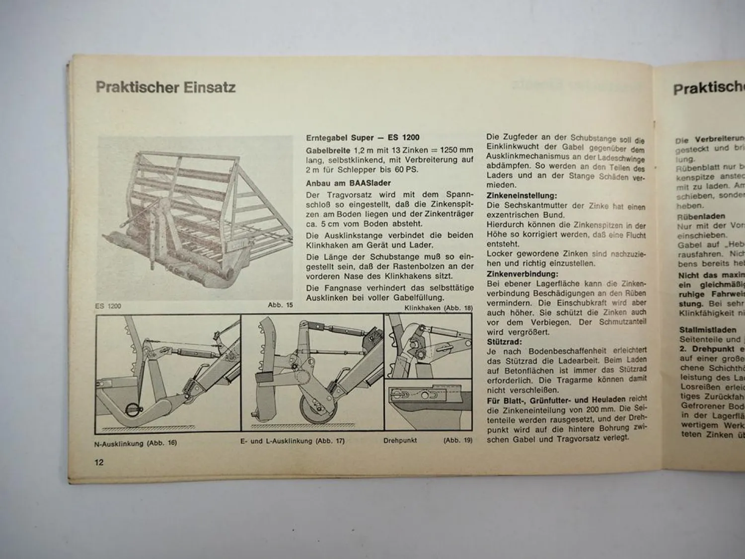 Baas Frontlader 2 3 3S Anbauanleitung Betriebsanleitung Bedienungsanleitung 1978