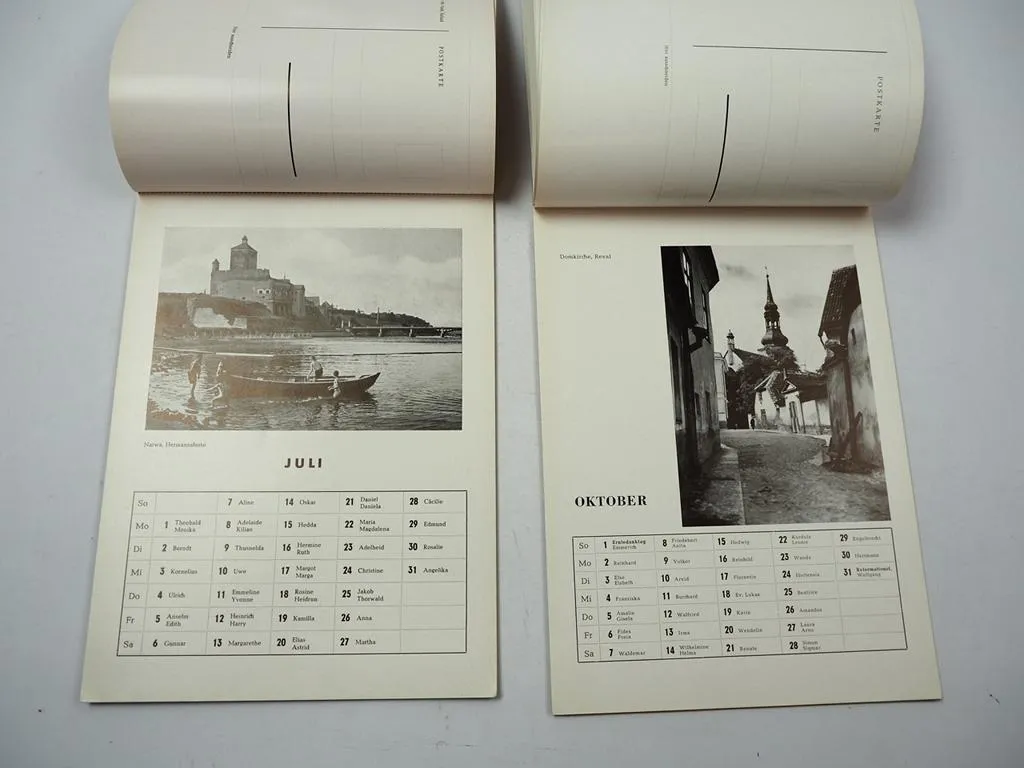Baltische Heimat 2x Postkarten Kalender 1957/61 Riga Reval Kurland Livland