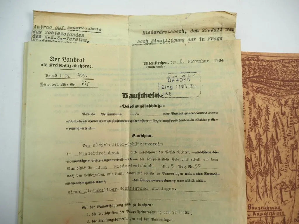 Baugenehmigung Schützenverein Niederdreisbach Daaden Rheinland-Pfalz 1934