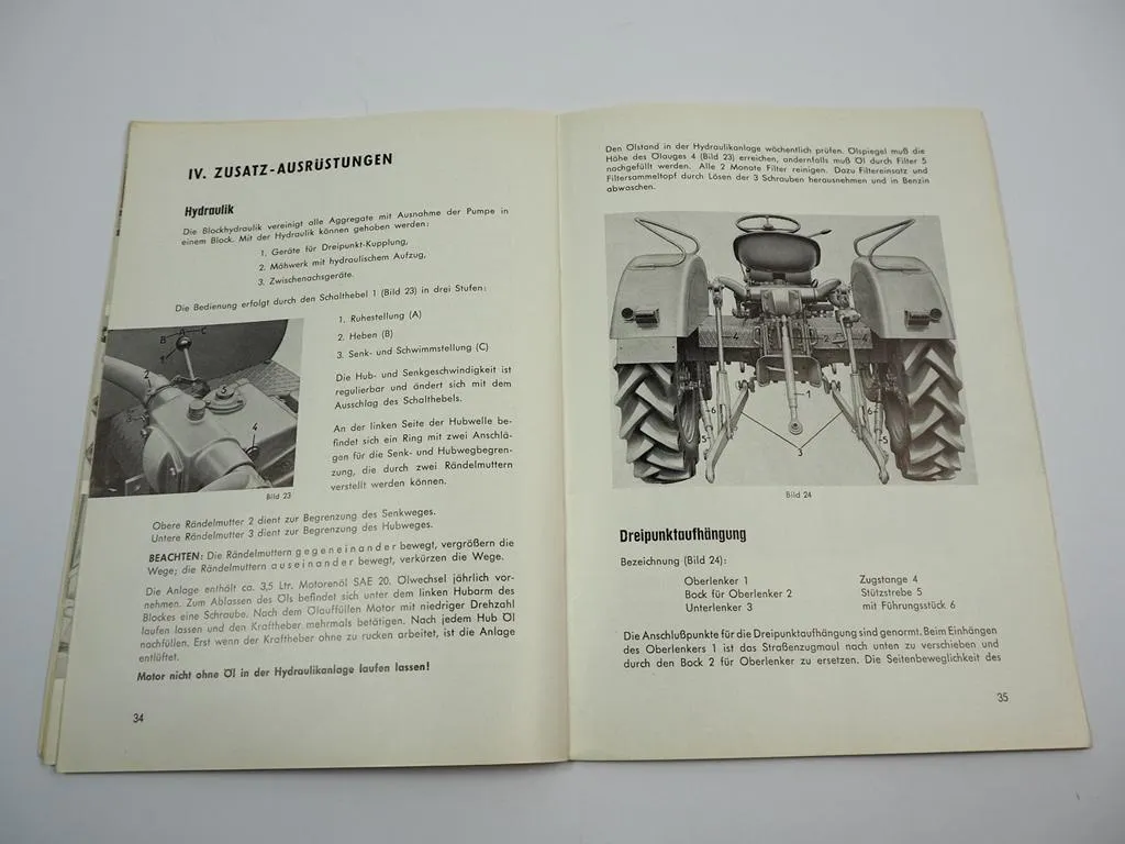 Bautz 200 Traktor Betriebsanleitung Bedienungsanleitung 1960