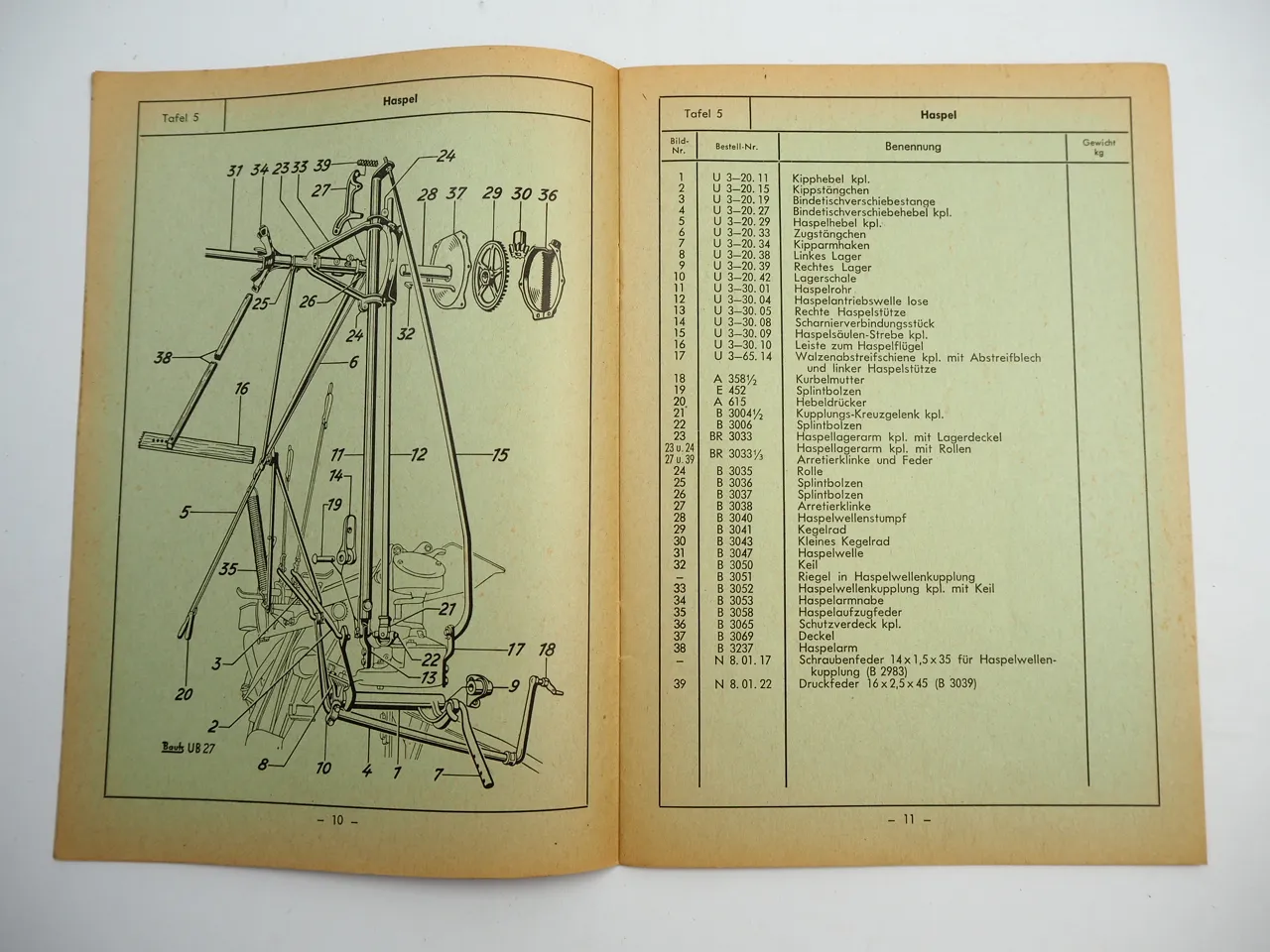 Bautz USB Universal Schlepperbindemäher Ersatzteilliste 1956