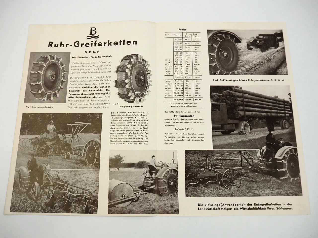 Bayers Ruhrketten für Traktoren LKW Prospekt Iserlohn 1930er Jahre
