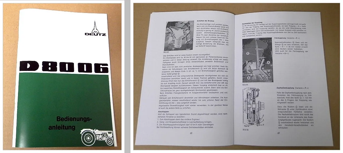 Bedienungsanleitung Deutz D 8006 Betriebsanleitung 1970