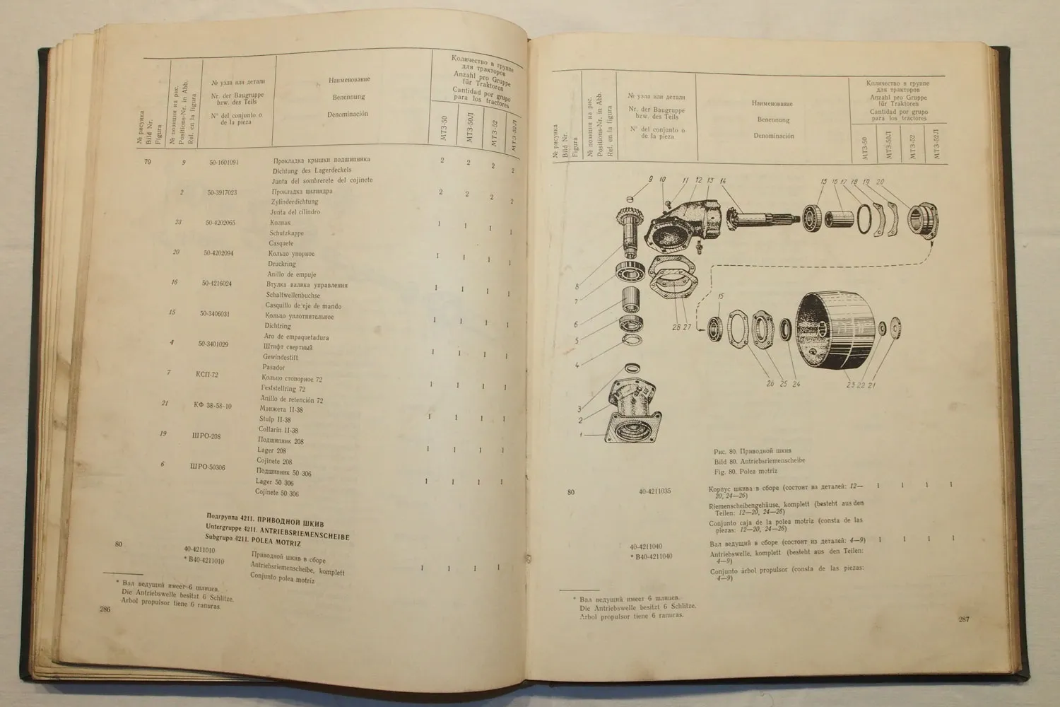 Belarus MTS-50 MTS-52 MTS-50L MTS-52L super Ersatzteilliste Catalogo Piezas