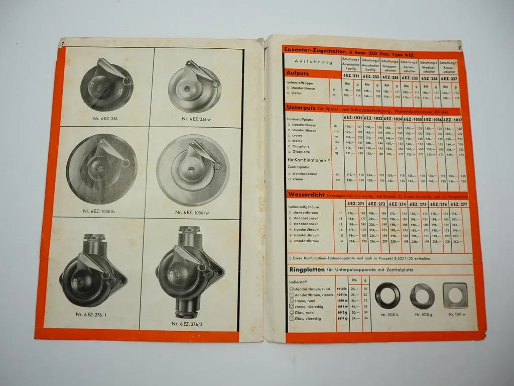 Berker Zugschalter mit Doppelhebel DRP Typ 6EZ Prospekt 1935 Bähne Neuwied