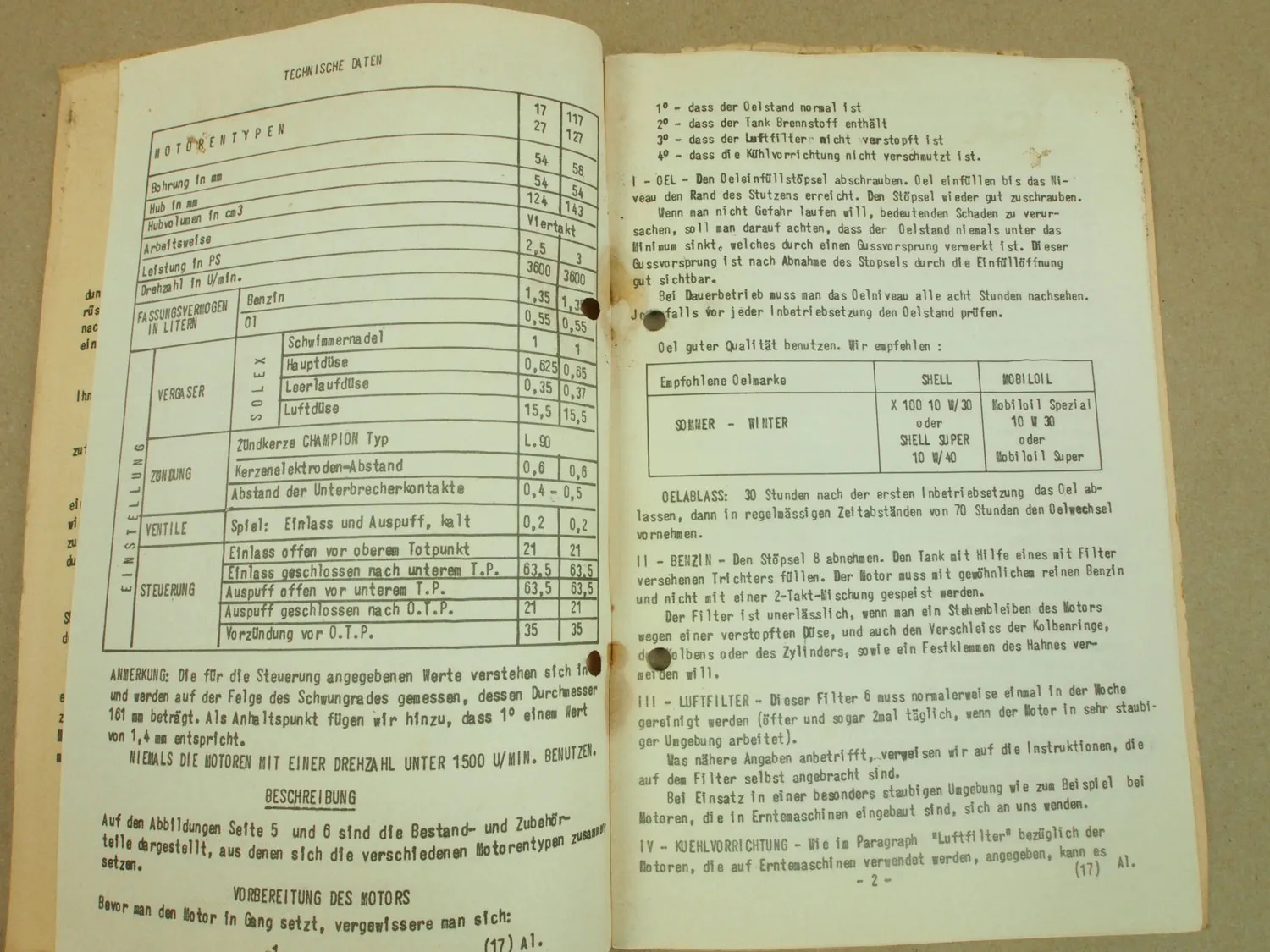 Bernard 17 117 27 127 Motoren Bedienungsanleitung Gebrauch und Instandhaltung