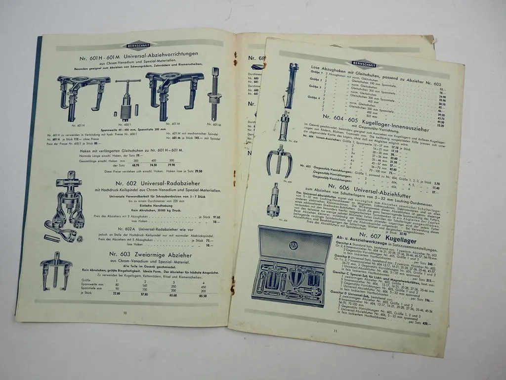 Bernschmit Remscheid Automobil Werkzeuge Geräte Autowerkstatt Katalog 1940er J.