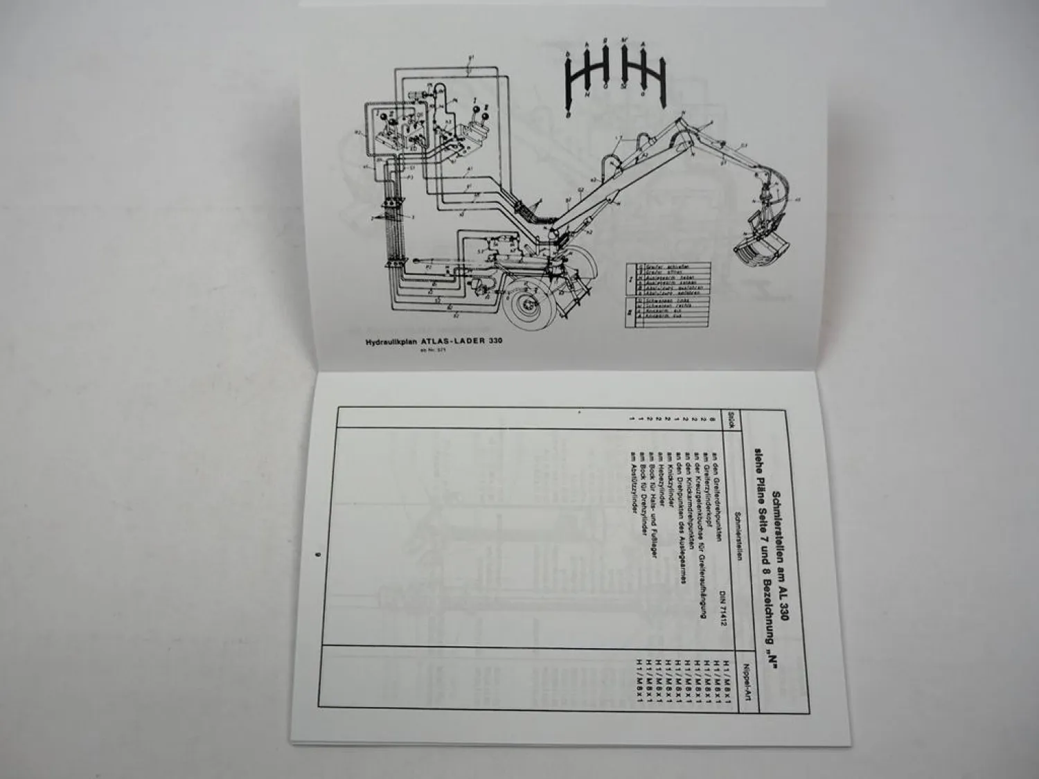 Betriebsanleitung & Ersatzteilliste Atlas 330 Hydraulik-Lader Anhängelader 1968