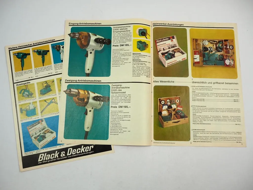 Black & Decker Elektrowerkzeuge Prospekt Katalog 1960er Jahre