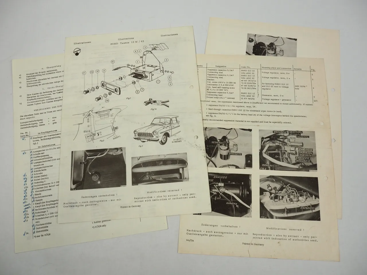 Blaupunkt Autoradio Ford Taunus 12M63 Einbauanleitung Installation 1963