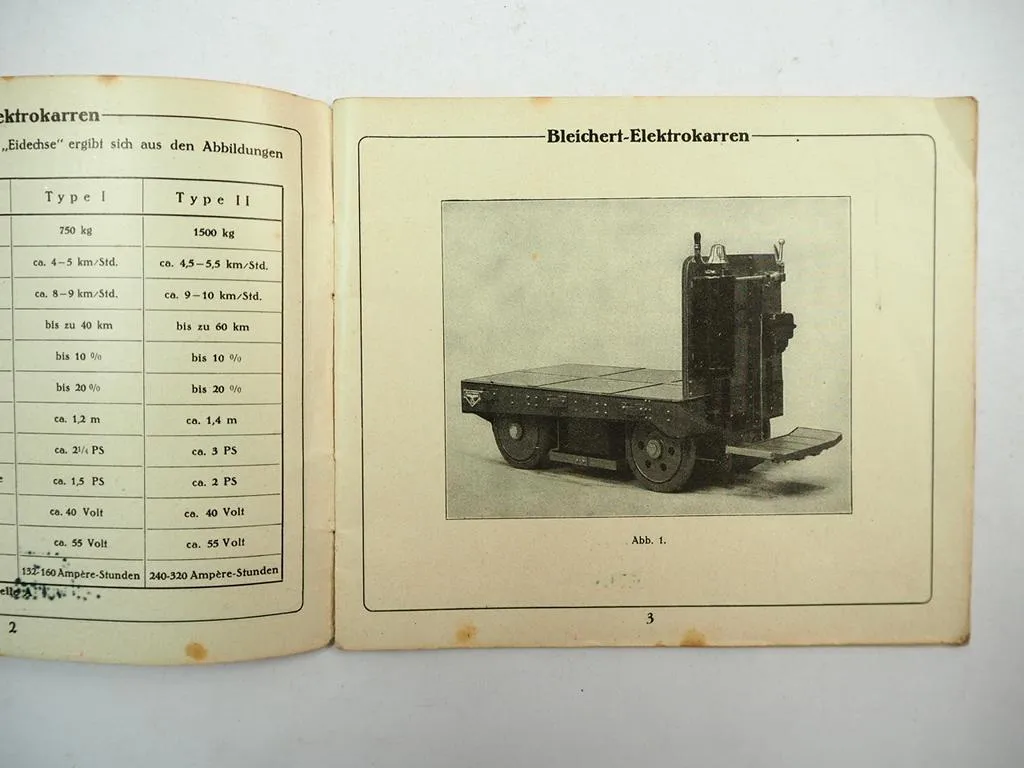 Bleichert Elektrokarren Eidechse Type I und II Betriebsanleitung ca. 1924